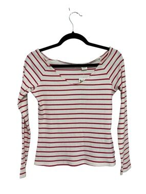 NEW Levi’s V-Neck Fitted Off The Shoulder Tee in Red Stripe - Size M